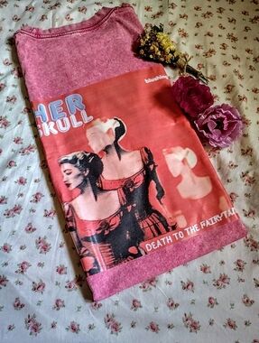 Death to the Fairytales Gothic Fantasy Art Shirt Pink Acid Wash | Dark Romantic